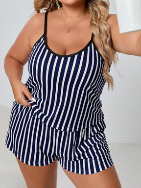 Conjunto de Pijama com Estampa de Listra e Acabamento em Contraste