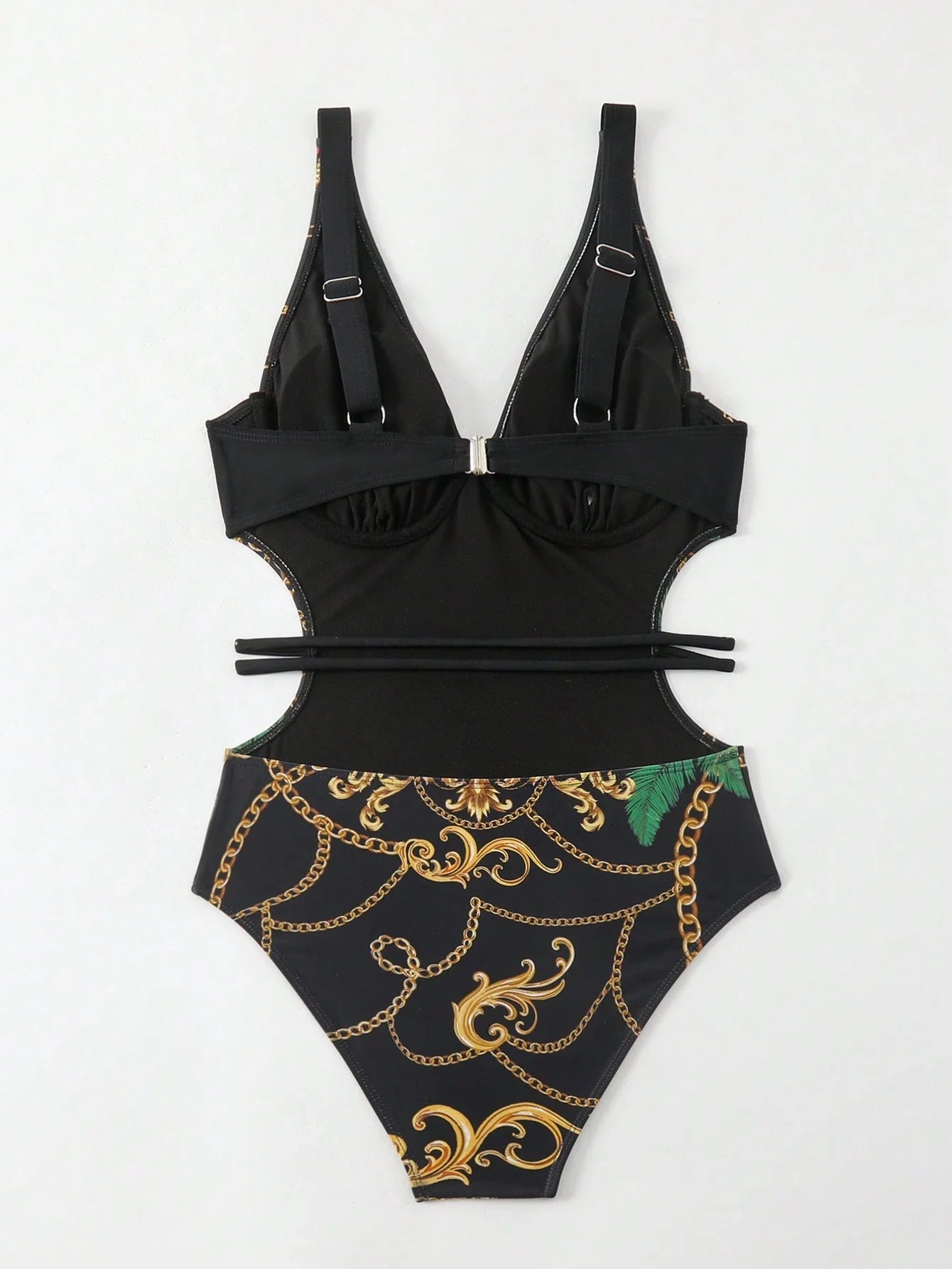 SHEIN Swim Maiô de uma peça com armação para senhoras, de praia de verão, com posicionamento de estampa e direitos autorais adquiridos