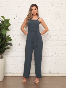 Macacão Longo Plissado De Alçinha Luana Cinza / P Feminino