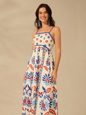 CAJUNI Vestido de Verão Casual Feminino com Estampa de Selenipédio e Azálea, de Tiras Finas e Costas Abertas, Elegante e Gracioso