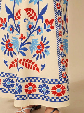 CAJUNI Vestido de Verão Casual Feminino com Estampa de Selenipédio e Azálea, de Tiras Finas e Costas Abertas, Elegante e Gracioso