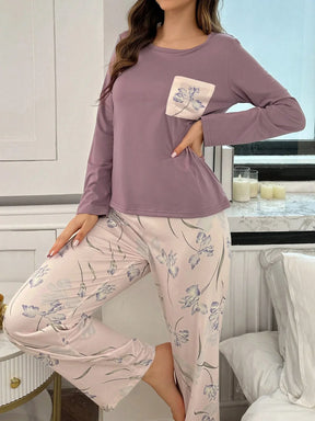 Conjunto de Pijama de Manga Longa com Estampa Floral