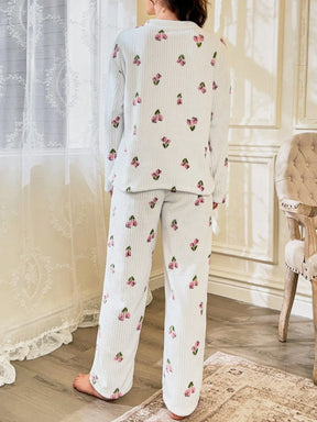 CottageSlumber Conjunto de Pijama Feminino de Moletom com Estampa Floral - Blusa e Calça