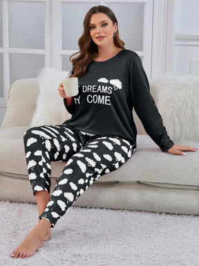 Conjunto De Pijama Plus Size Cloud Print