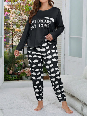 Conjunto De Pijama Plus Size Cloud Print