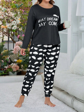 Conjunto De Pijama Plus Size Cloud Print