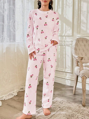 CottageSlumber Conjunto de Pijama Feminino de Moletom com Estampa Floral - Blusa e Calça