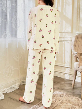 CottageSlumber Conjunto de Pijama Feminino de Moletom com Estampa Floral - Blusa e Calça