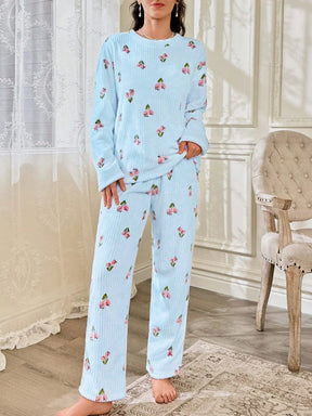 CottageSlumber Conjunto de Pijama Feminino de Moletom com Estampa Floral - Blusa e Calça