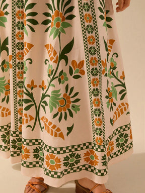 CAJUNI Vestido de Verão Casual Feminino com Estampa de Selenipédio e Azálea, de Tiras Finas e Costas Abertas, Elegante e Gracioso