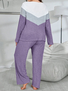 SHEIN My Everyday Conjunto de Pijama Folgado Plus Size de Tecido de Malha Felpudo Retalho