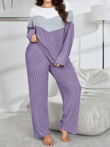 SHEIN My Everyday Conjunto de Pijama Folgado Plus Size de Tecido de Malha Felpudo Retalho