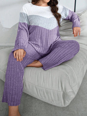 SHEIN My Everyday Conjunto de Pijama Folgado Plus Size de Tecido de Malha Felpudo Retalho