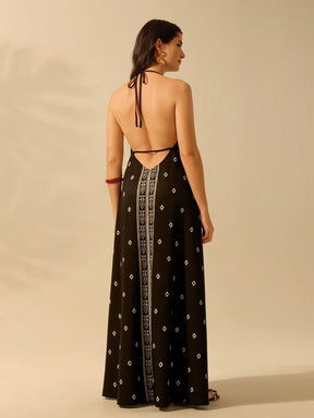 CAJUNI Vestido de Verão Casual para Praia, Estampa Tropical Boho de Flores e Árvore de Coco, Alças Finas com Cadarço, Mulheres