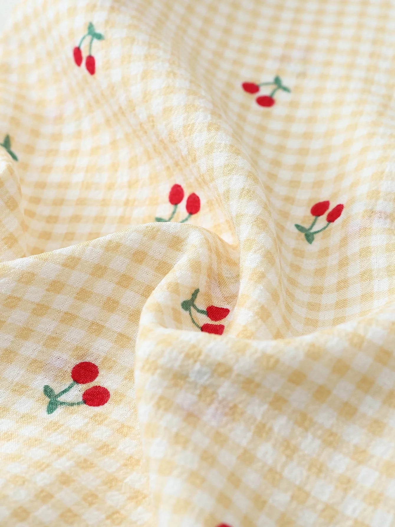 2 peças Conjunto de Pijama Feminino Estampa de Cereja Fofo, Top com Botões de Lapela e Manga Curta, e Shorts com Laço, Roupa de Dormir e Loungewear de Verão, Conjunto de Duas Peças