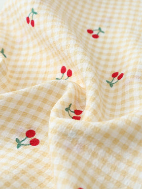 2 peças Conjunto de Pijama Feminino Estampa de Cereja Fofo, Top com Botões de Lapela e Manga Curta, e Shorts com Laço, Roupa de Dormir e Loungewear de Verão, Conjunto de Duas Peças