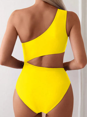 SHEIN Swim Maiô de Praia com Babado Vazado para Verão e Férias Feminino