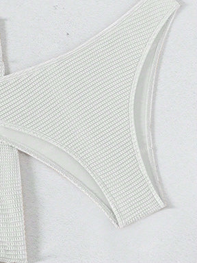 3 Peças Novo Conjunto de Maiô Bikini Fashion Sexy Cor Sólida em Marrom, Para Praia de Verão para Mulheres, Conjunto de Sutiã de Alça e Parte Inferior de Maiô Bikini