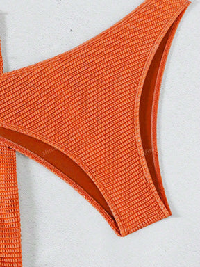 3 Peças Novo Conjunto de Maiô Bikini Fashion Sexy Cor Sólida em Marrom, Para Praia de Verão para Mulheres, Conjunto de Sutiã de Alça e Parte Inferior de Maiô Bikini
