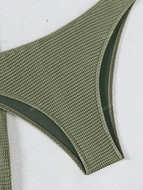 3 Peças Novo Conjunto de Maiô Bikini Fashion Sexy Cor Sólida em Marrom, Para Praia de Verão para Mulheres, Conjunto de Sutiã de Alça e Parte Inferior de Maiô Bikini