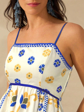 CAJUNI Vestido de Verão Casual Feminino com Estampa de Selenipédio e Azálea, de Tiras Finas e Costas Abertas, Elegante e Gracioso