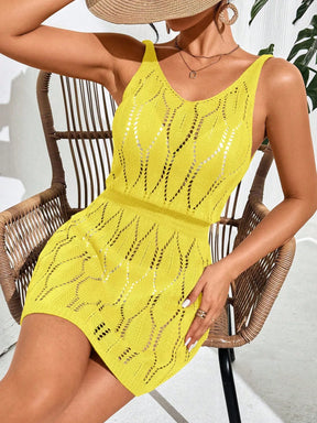 Swim Vcay Vestidos de Praia para Mulheres, Decote Redondo, Costas Descubertas, Cor Sólida, Casual, Capa para o Verão