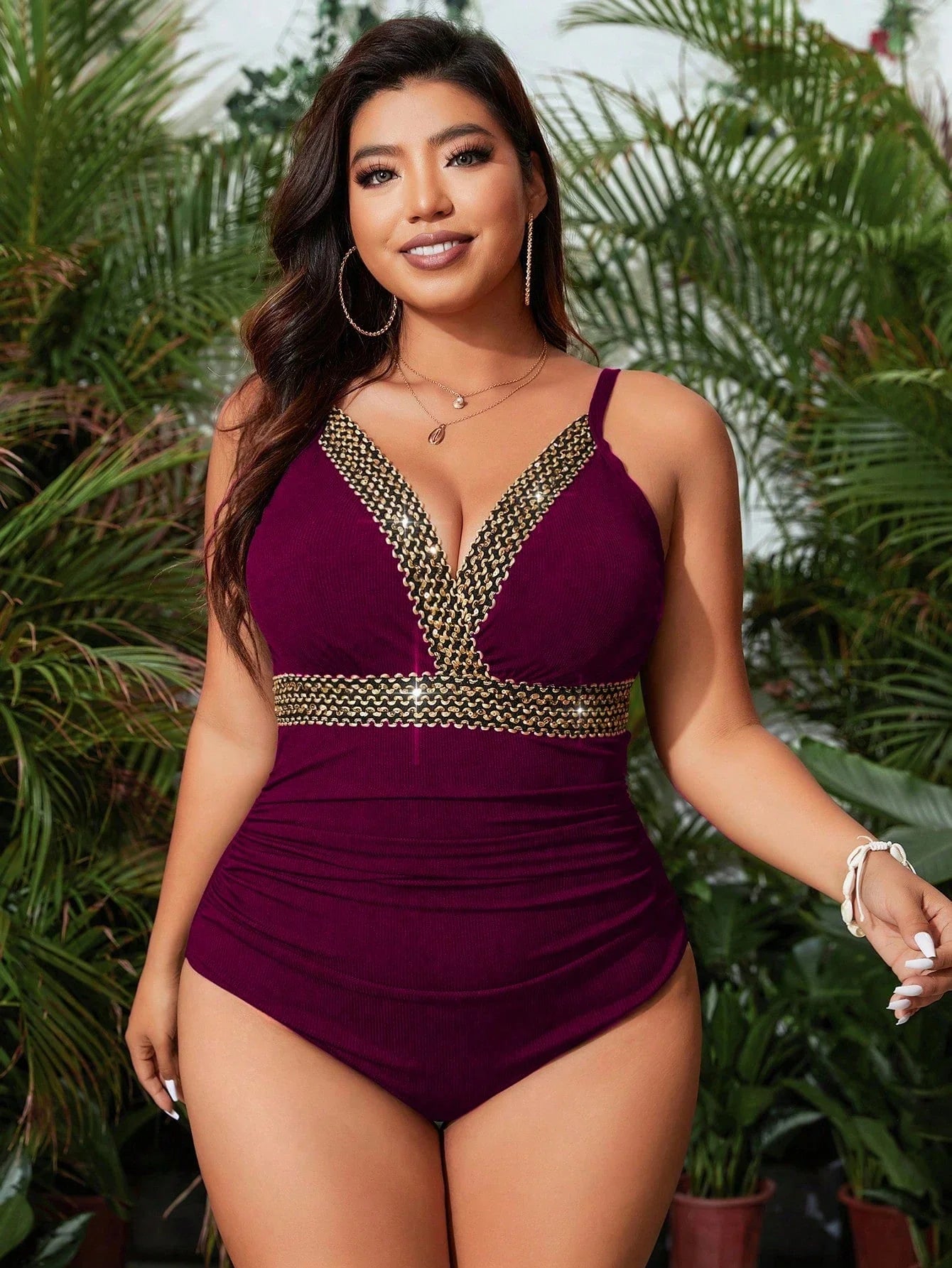 Swim Lushoire Maiô Plus Size Com Design De Alça Tecida
