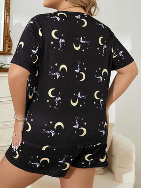 Conjunto de Pijama com Estampa de Lua e Estrela