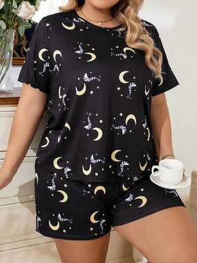 Conjunto de Pijama com Estampa de Lua e Estrela