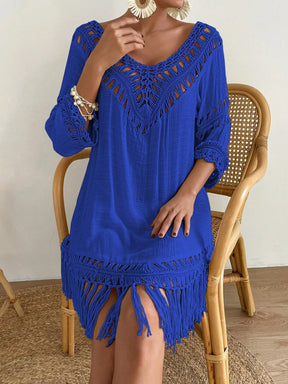 Swim Vcay Capa Tricotada Vazada Feminina, Moda Simples Casual para Férias