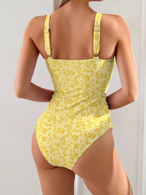 Swim Vcay Maiô Estampado com Plantas Tropicais para Mulheres