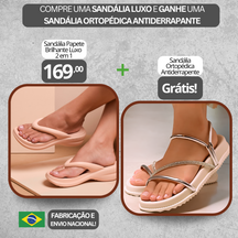 Sandália Ortopédica Catarina + Sandália Papete Brilhante Luxo 2 em 1 Grátis
