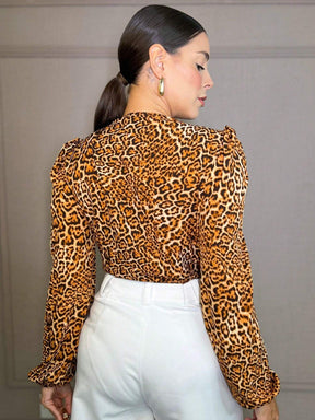 Blusa Manga Bufante Decote Cruzado Sabrina
