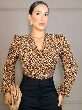 Blusa Manga Bufante Decote Cruzado Sabrina