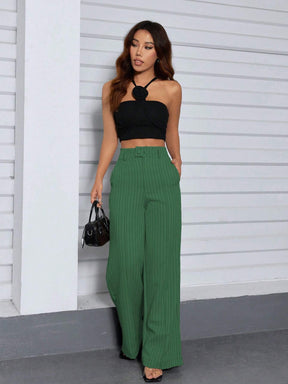 Calça Pantalona Cintura Alta Eliana Verde / P