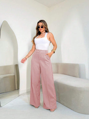 Calça Pantalona Cintura Alta Eliana Rosé / P