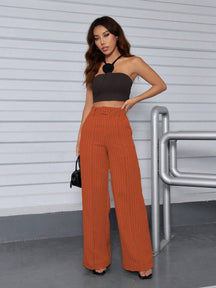 Calça Pantalona Cintura Alta Eliana Laranja / P