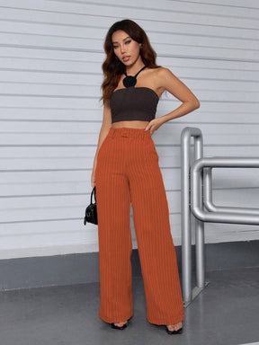 Calça Pantalona Cintura Alta Eliana Laranja / P