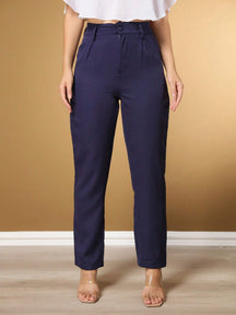 Calça Alfaiataria Com Prega Skinny Larissa Azul Marinho / P