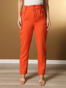Calça Alfaiataria Com Prega Skinny Larissa Laranja / P