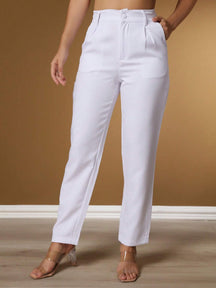Calça Alfaiataria Com Prega Skinny Larissa Branco / P
