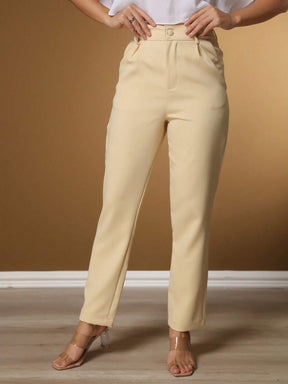 Calça Alfaiataria Com Prega Skinny Larissa Bege / P