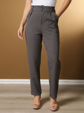 Calça Alfaiataria Com Prega Skinny Larissa Chumbo / P
