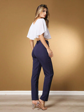 Calça Alfaiataria Com Prega Skinny Larissa