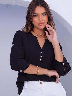 Camisa Social Manga 3/4 Cristine Preto / P