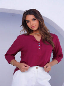 Camisa Social Manga 3/4 Cristine Bordo / P