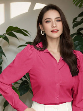 Camisa Manga Longa Bufante Com Botões Social Andressa