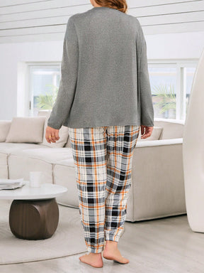Pijama Longo Plus Size Ursinho Xadrez Beatrice