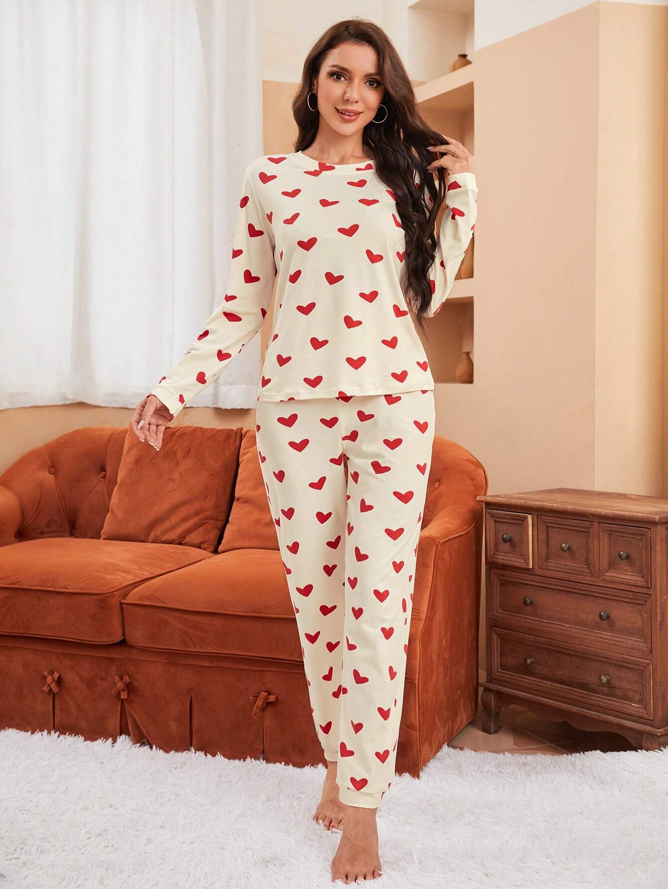 Pijama Longo Corações Babi