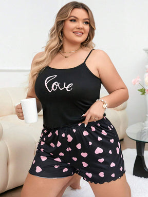 Pijama Curto Plus Size Corações Martina